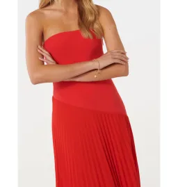 Forever New Capri Strapless Pleated Dress Red Size AU 6 for rent on The Volte - image 3
