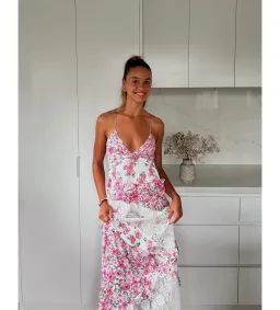 For Love & Lemons Pink Rosalyn Maxi Size XXS / AU 4 for rent on The Volte - image 1