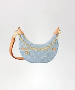 Louis Vuitton Blue Denim Loop Handbag for rent on The Volte - image 1