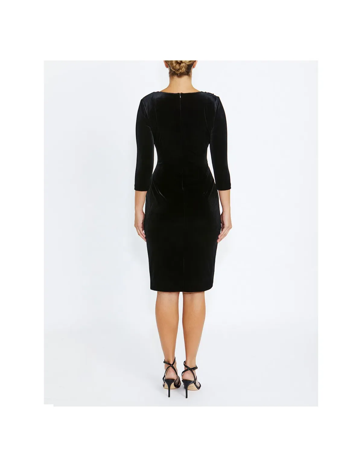 Anthea Crawford Capitol Velour Knee-Length Dress Black Size AU 14 - Image 3