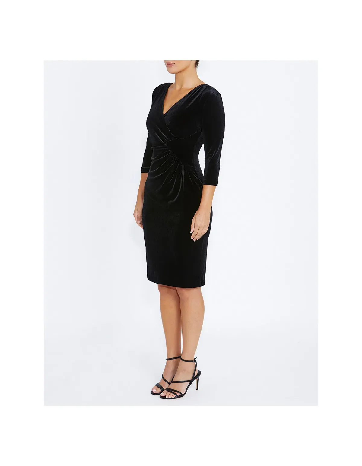 Anthea Crawford Capitol Velour Knee-Length Dress Black Size AU 14 - Image 2