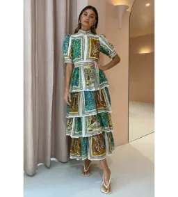 Alemais Delphine Tiered Midi Dress Multi Size 10  for rent on The Volte - image 1