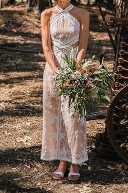 Zimmermann Corsage Lily Midi Halter Dress Cream/Nude Size 0 for rent on The Volte - image 4