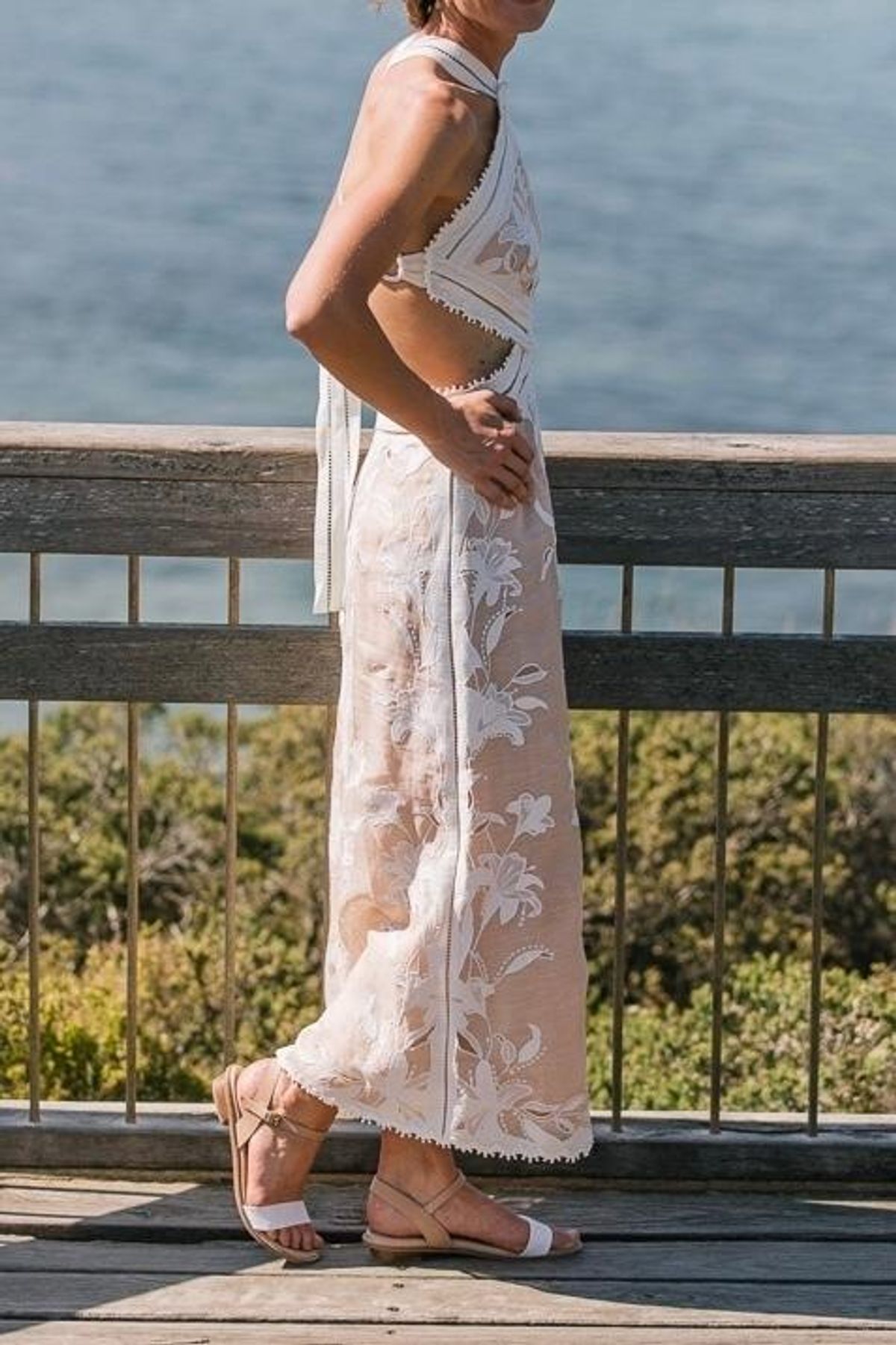 Zimmermann Corsage Lily Midi Halter Dress Cream/Nude Size 0 - Image 2