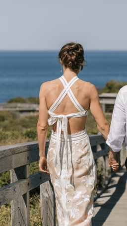 Zimmermann Corsage Lily Midi Halter Dress Cream/Nude Size 0 for rent on The Volte - image 8