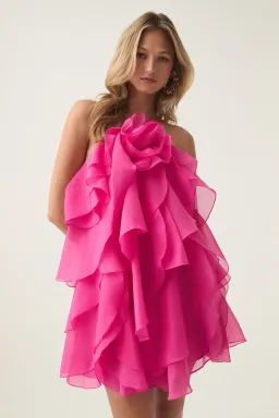 Aje Pandorea Layered Mini Dress Pink Size 12 for rent on The Volte - image 2