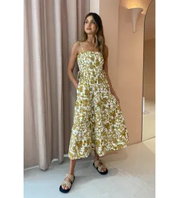 Shona Joy Saffron Shirred Tiered Midi Dress Size XS/ AU 6 for rent on The Volte - image 2