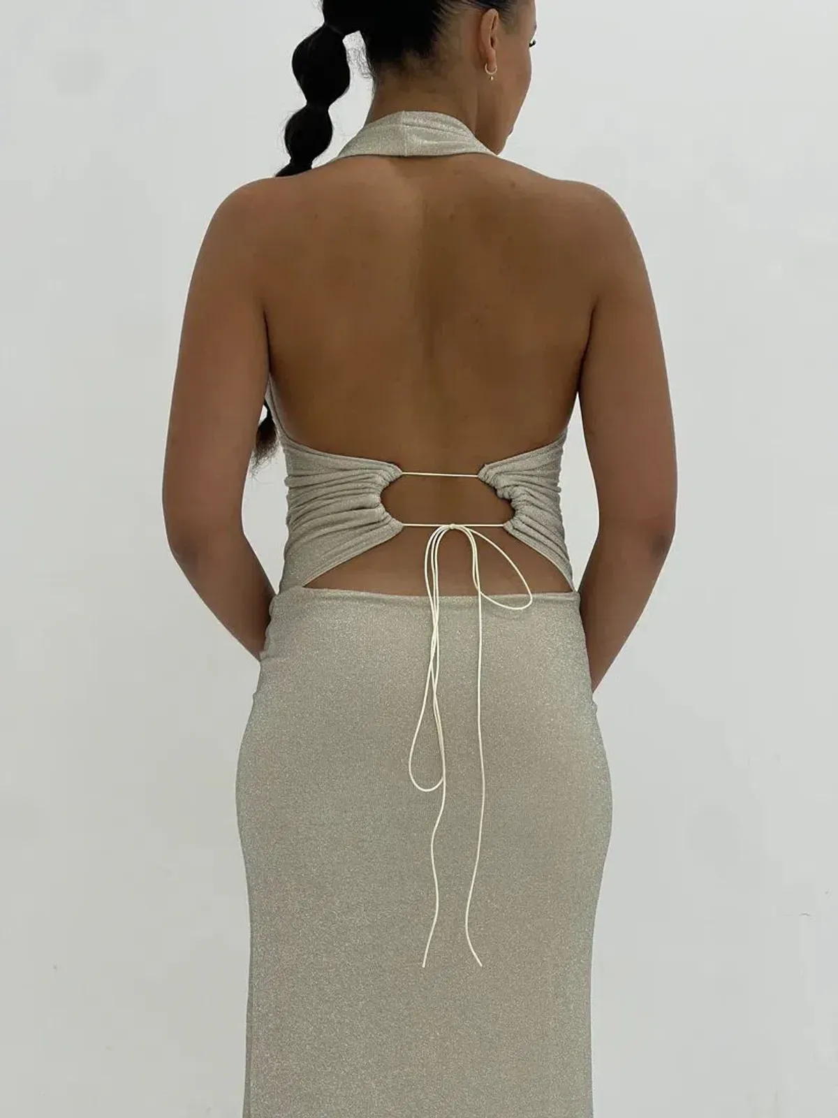 Deconduarte Astor Maxi Dress in Silver Size M/AU10 - Image 2