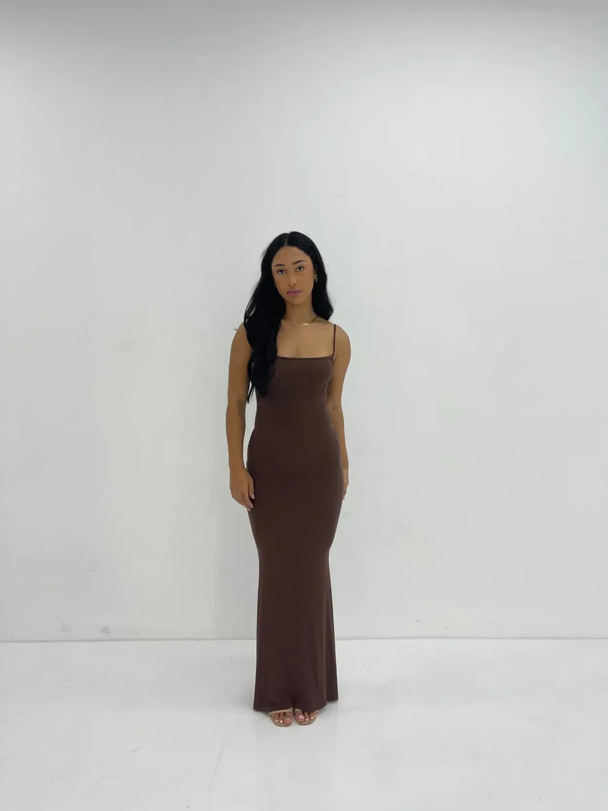 Skims Soft Lounge Long Slip Dress Maxi Brown Size 10/S - Image 1