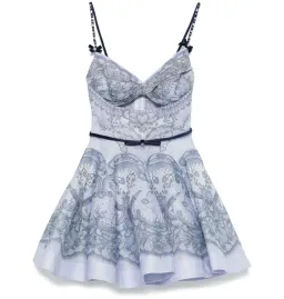 Zimmermann Crush Twist Front Dress in Blue Lace Print Size 0P / AU 6  for rent on The Volte - image 4