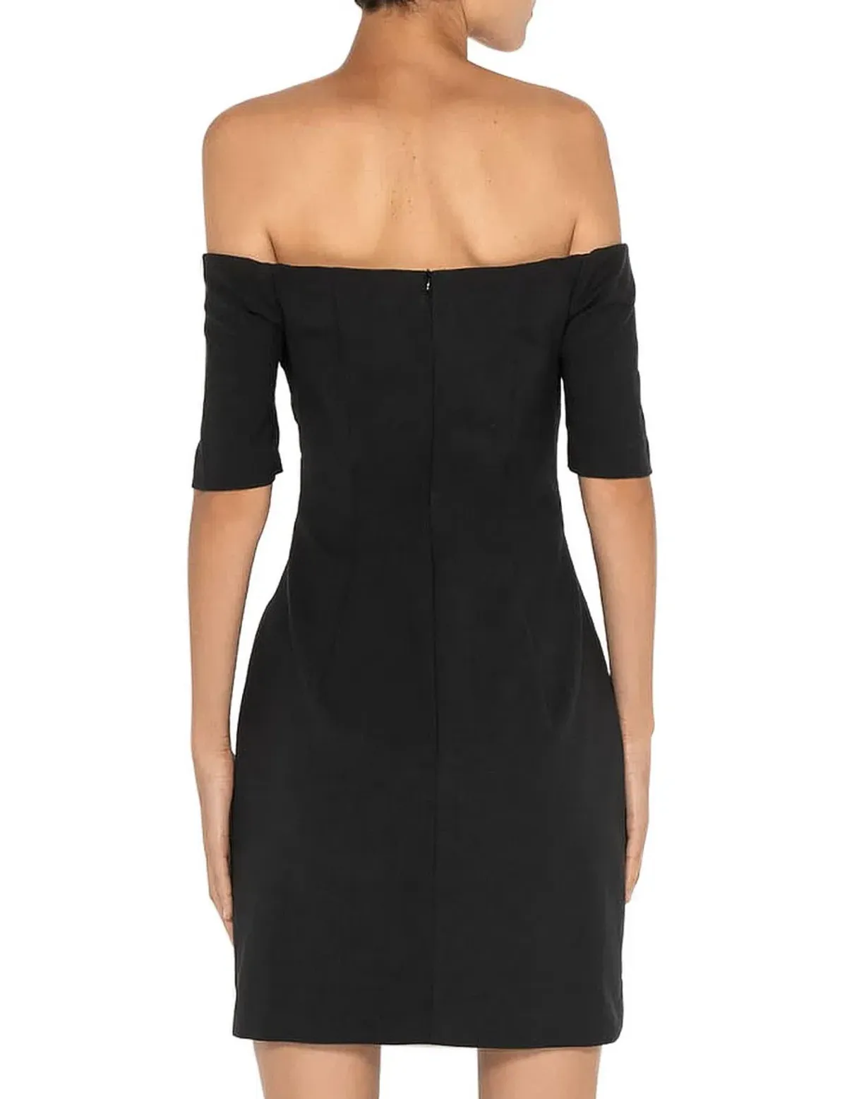 Cue Sculpted Off Shoulder Mini Dress Black Size AU 12 - Image 3