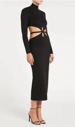 Rebecca Vallance Brianna Cutout Midi Dress Black Size S / Size AU 8 for rent on The Volte - image 1
