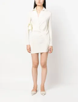Jacquemeus La Robe Bahia Jersey Mini Dress Cream Size 8 for rent on The Volte - image 1