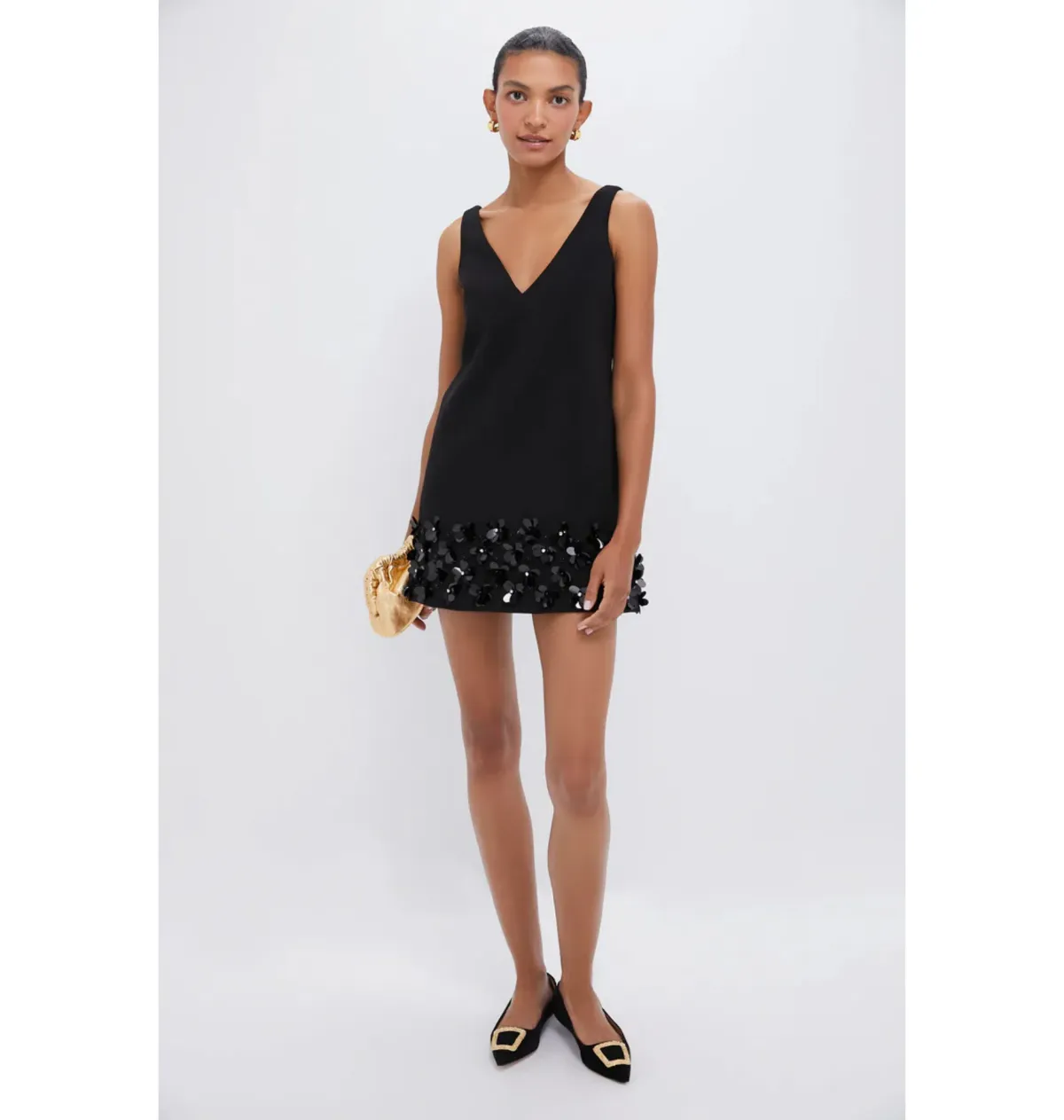Self Potrait Black Crepe 3d Sequin Mini Dress Black Size AU 8 - Image 1