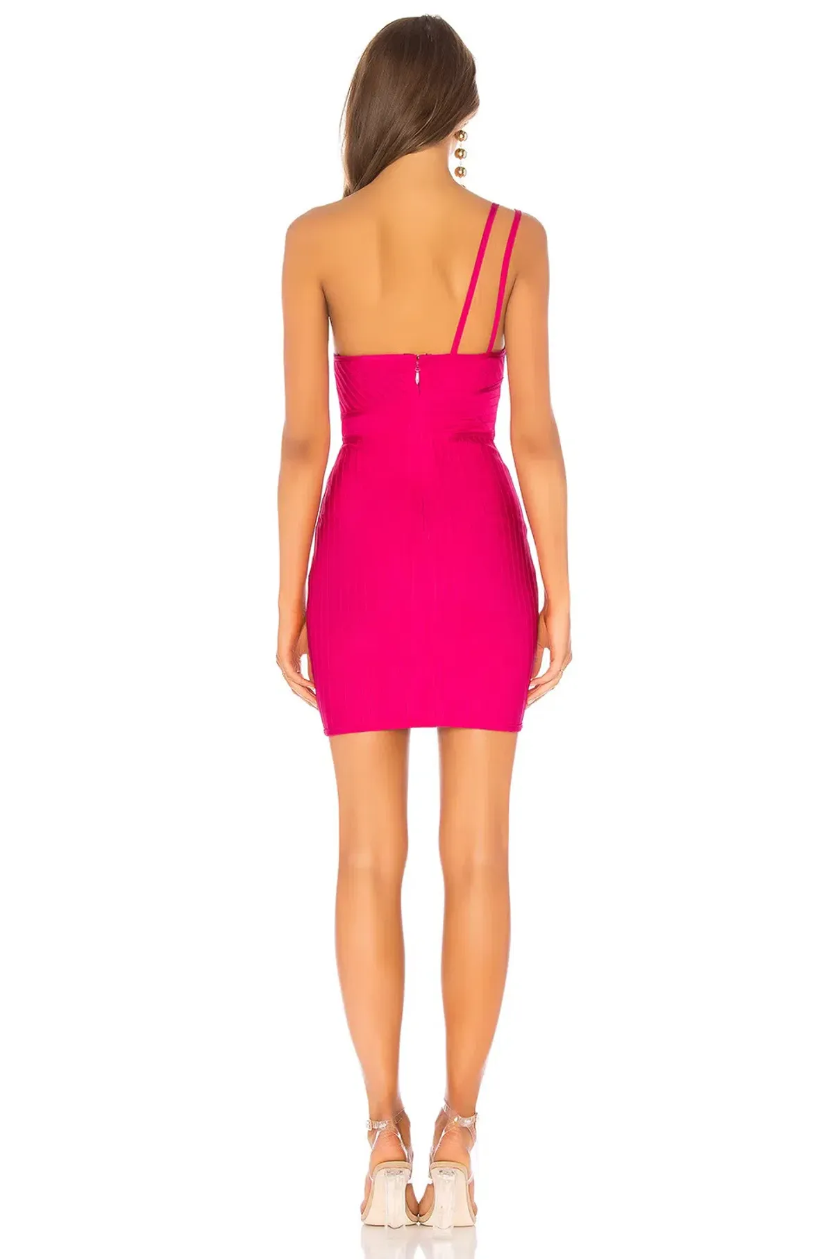 Superdown Krystal Asymmetrical Bandage Mini Dress Hot Pink Size 8 - Image 2