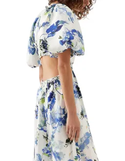 Aje Capucine Puff Sleeve Midi Dress Lavenders of Provence Print Size 16 for rent on The Volte - image 3