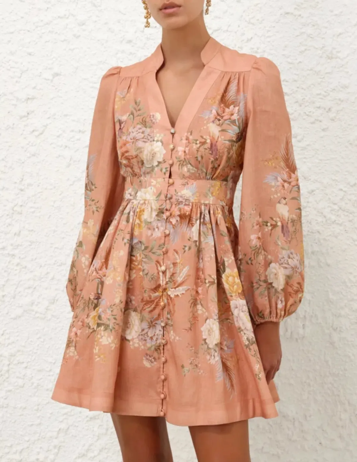 Zimmermann Tallow Plunge Mini Dress Pink Multi Floral Size AU 8 - Image 2