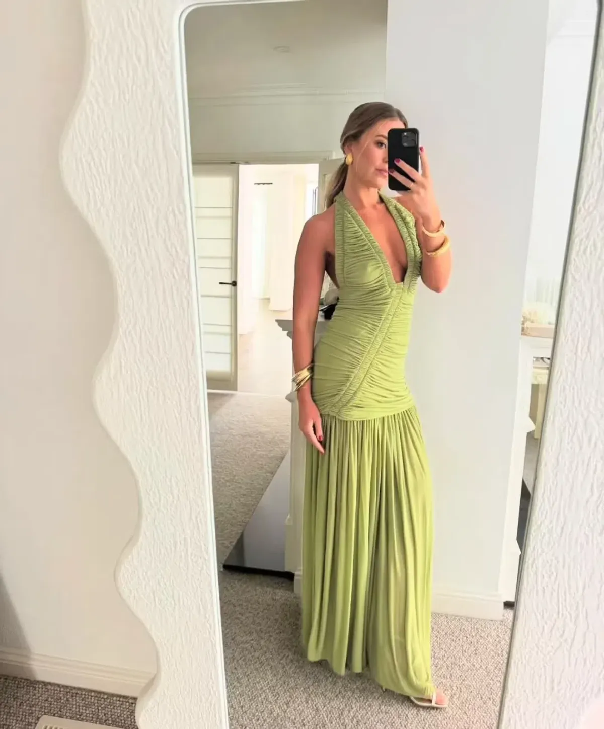 Christopher Esber Orion Gown Olive Green Size AU 6 - Image 2