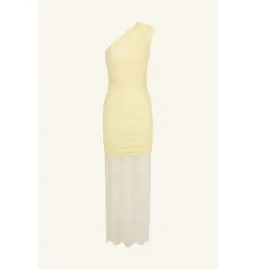 Shona Joy Martine Lace Gathered Dress Sherbet Yellow Size AU 8  for rent on The Volte - image 4