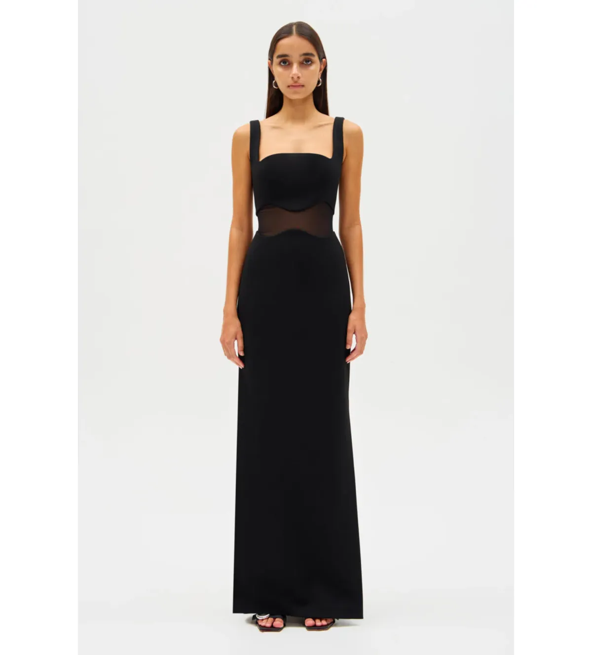 MISHA Damita Crepe & Mesh Maxi Dress Black Size 8/S  - Image 1