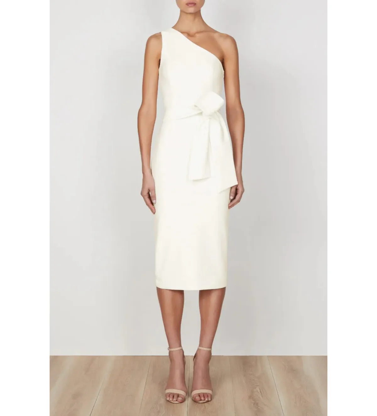Shona Joy Lucy One Shoulder Midi Dress Ivory Size AU 8 - Image 1