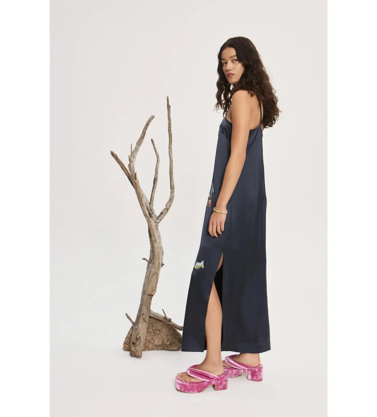 Alemais Fontaine Slip Midi Dress in Navy Size 6  - Image 2