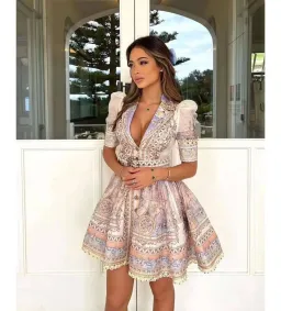 Zimmermann High Tide Mini Shirt Dress in Odyssey Print Size 2/AU 12 for rent on The Volte - image 1