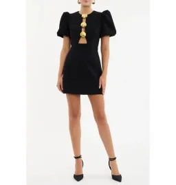 Rebecca Vallance Sirene Puff Mini Dress in Black Size AU 18 for rent on The Volte - image 1