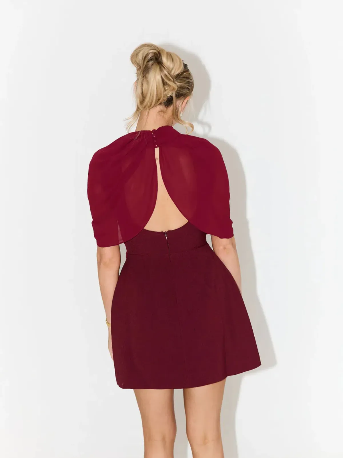 Odd Muse The Ultimate Muse Gathered Mini Dress Bordeaux Red Size 10 - Image 3