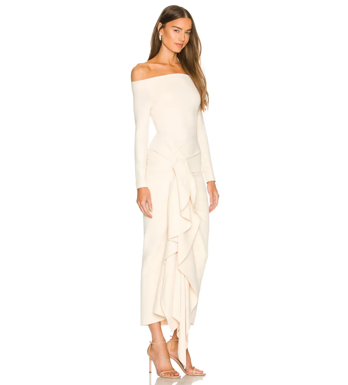 Solace London Lotus Midi Dress in Ivory Size AU 8 - Image 2