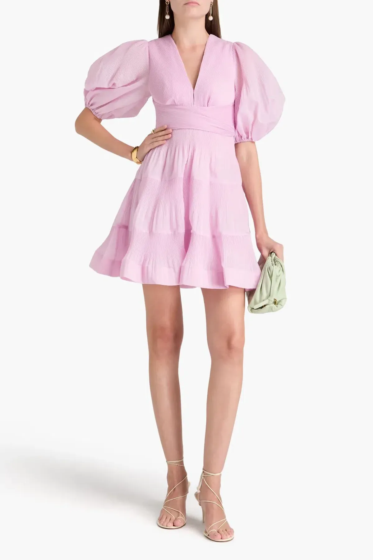 Zimmermann Pleated Mini Dress Pink Size 2 / AU 12 - Image 3