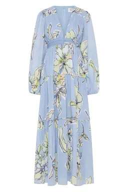 Aje Romantica Voile Maxi Dress Blue Hibiscus Size 16 for rent on The Volte - image 6