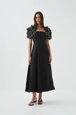 Aje Twyla Midi Dress Black Size 10 for rent on The Volte - image 2