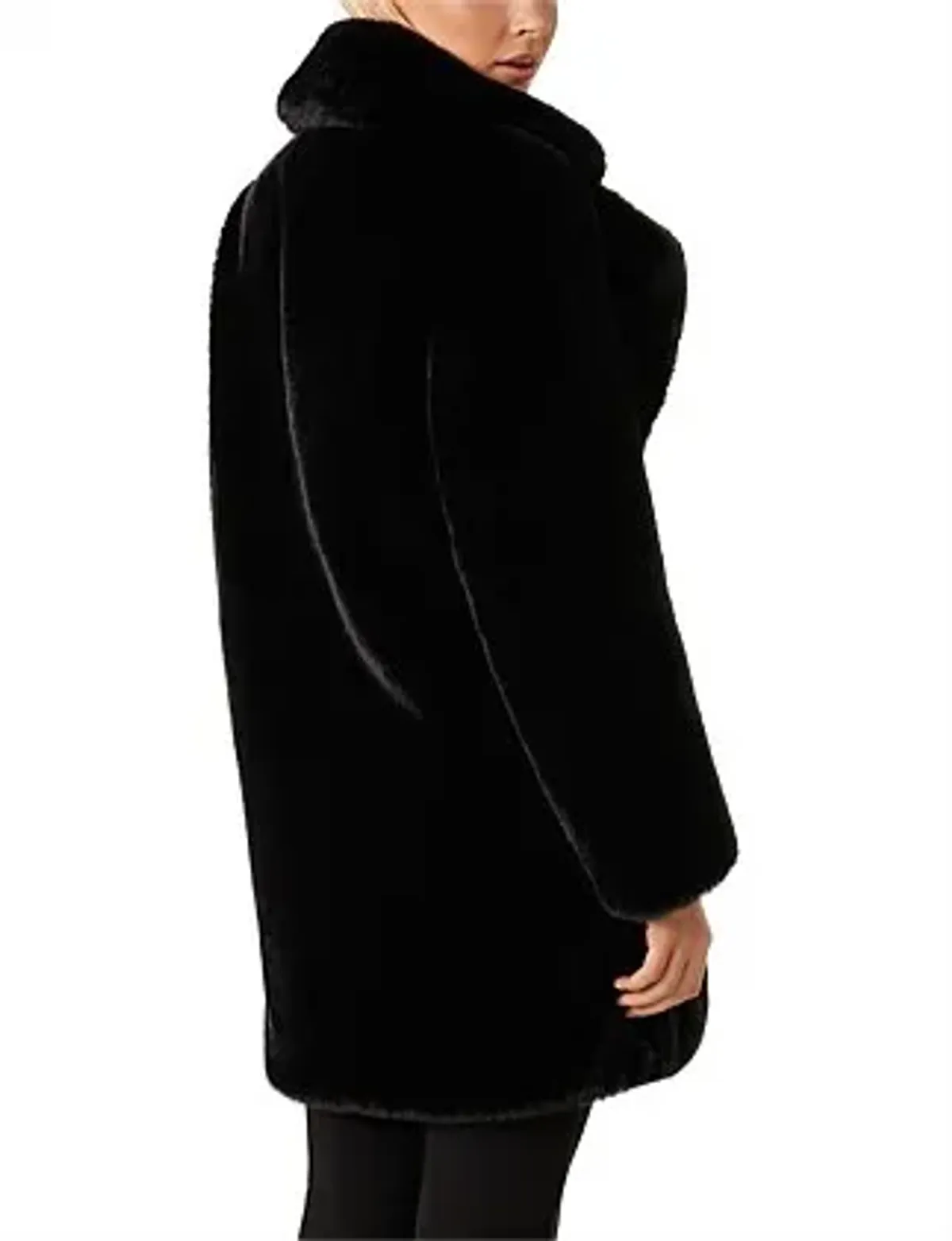 Forever New Iggy Belted Longline Fur Coat Black Size 12  - Image 4