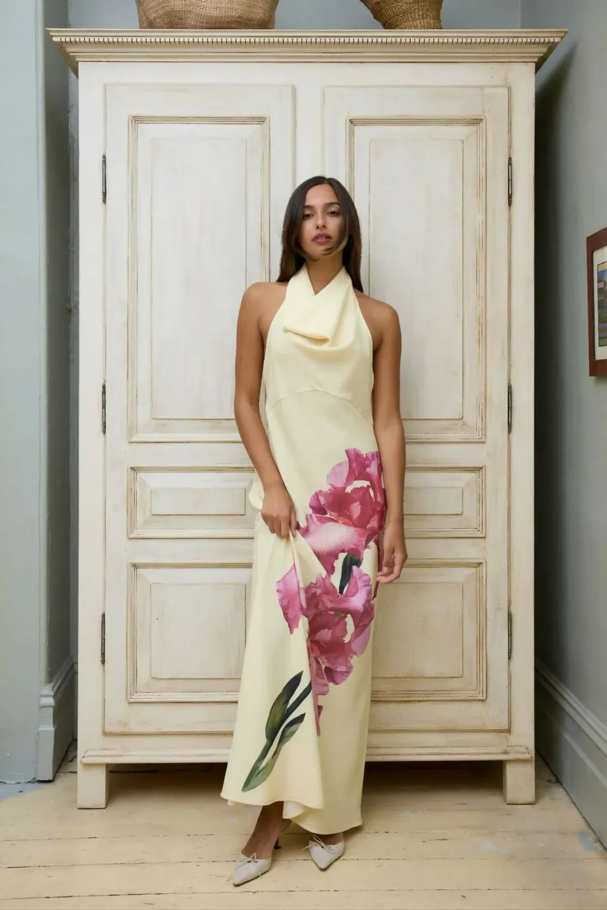 With Harper Lu Cowl Slip Dress Iris Flower Size 8  - Image 1