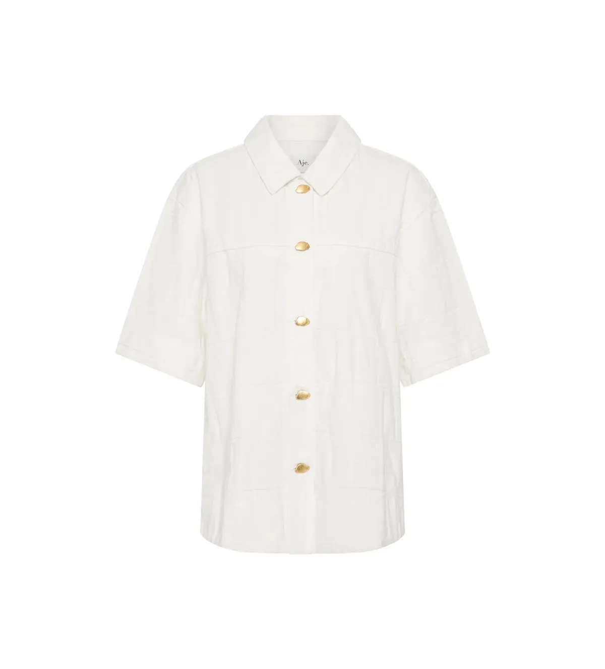 Aje Helm Denim Shirt Ivory Logo Wash Size 8 - Image 5