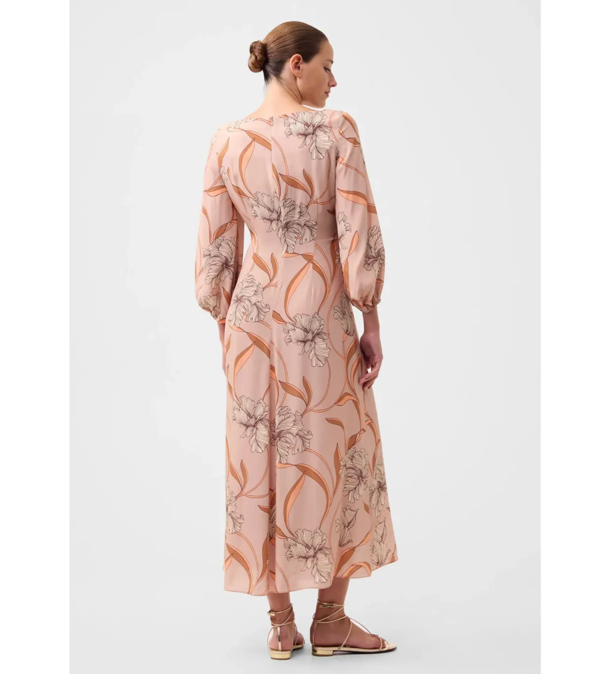 Morrison Martinique Rouched Midi Dress Blush Floral Print Size 4/AU 14 - Image 3