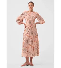 Morrison Martinique Rouched Midi Dress Blush Floral Print Size 4/AU 14 for rent on The Volte - image 1