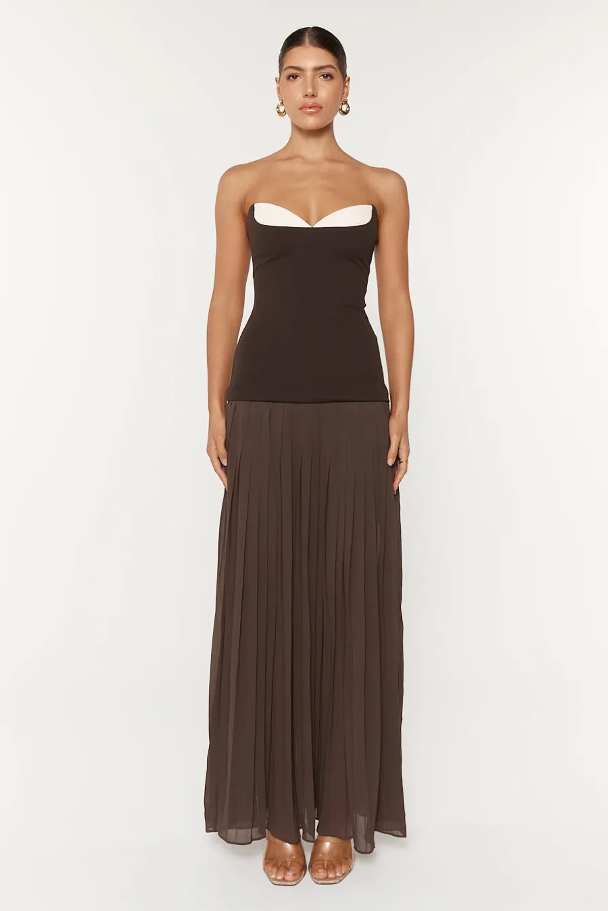 She Is Olla Nicolette Maxi Gown in Espresso Brown Size AU 8 - Image 1