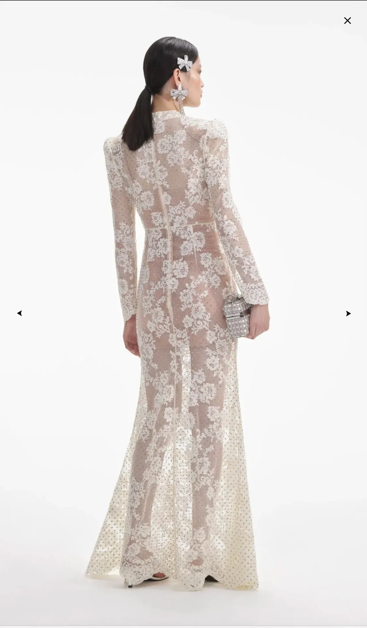 Self-Portrait White Rhinestone Lace Maxi Dress Size AU 10 - Image 3