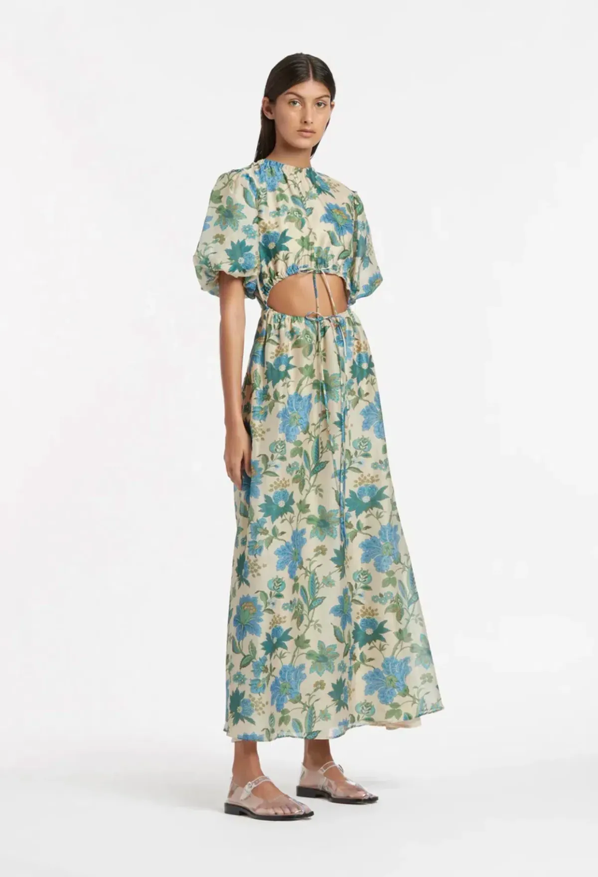 Sir Celia Puff Sleeve Midi Dress in Marguerite Print - Image 2