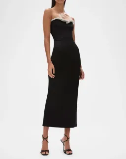 Rachel Gilbert Lorna Dress Gown Midi in Black Size 2 / Size AU 10  for rent on The Volte - image 3