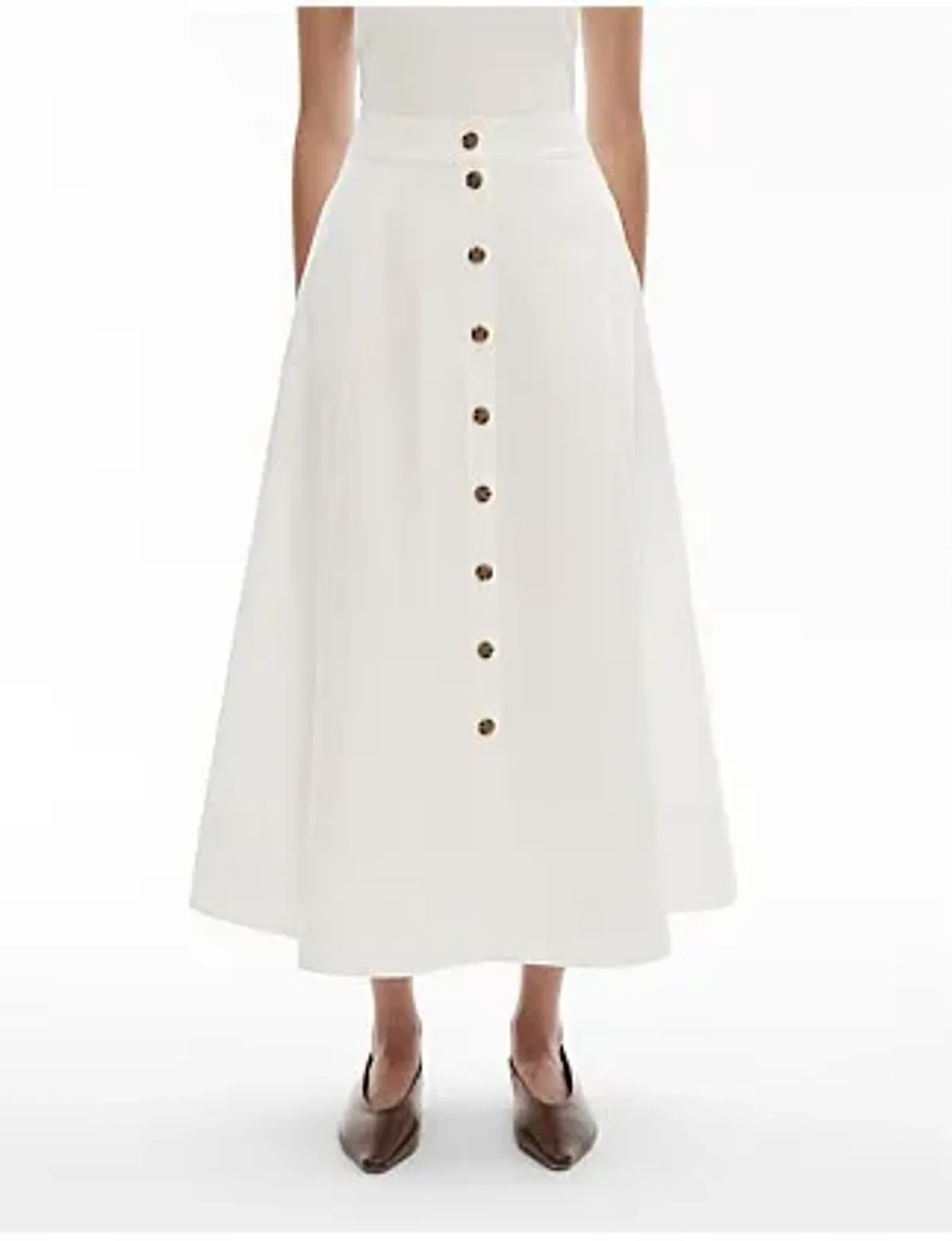 Witchery Cotton Poplin Skirt White Size 12  - Image 2