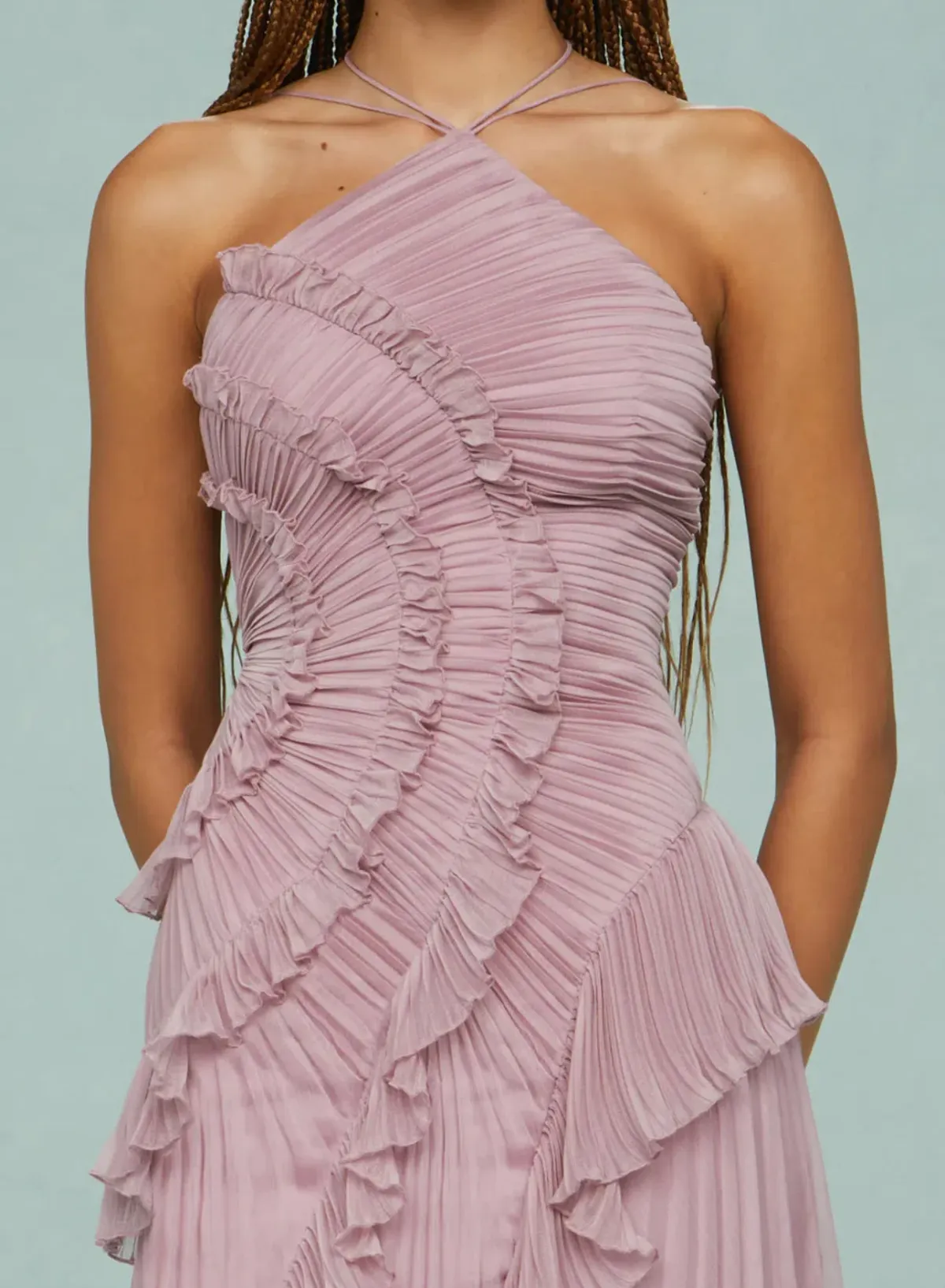 Amur Lorelie Halter Gown Water Hyacinth Size 8/2 - Image 5