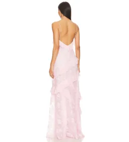 LoveShackFancy Rialto Floral Chiffon Maxi Dress Rose Latte Size AU 8 for rent on The Volte - image 3