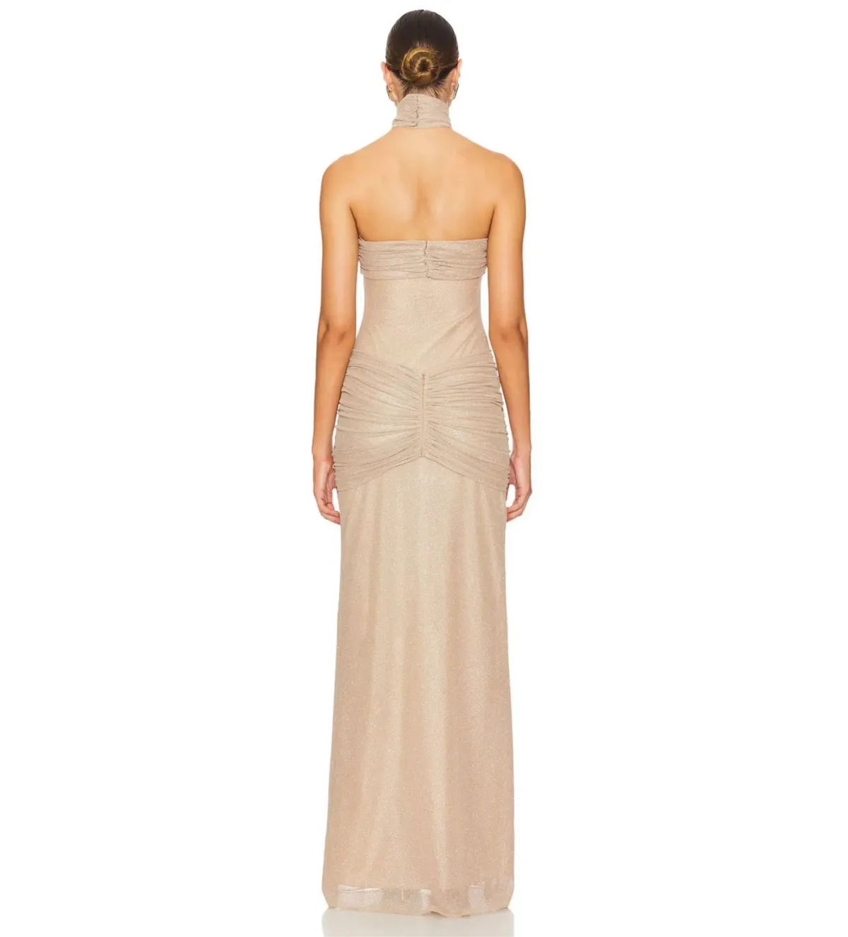 Mirror Palais The Starlite Glitter Mesh Maxi Dress Diamond Sand Size M/AU 10 - Image 3