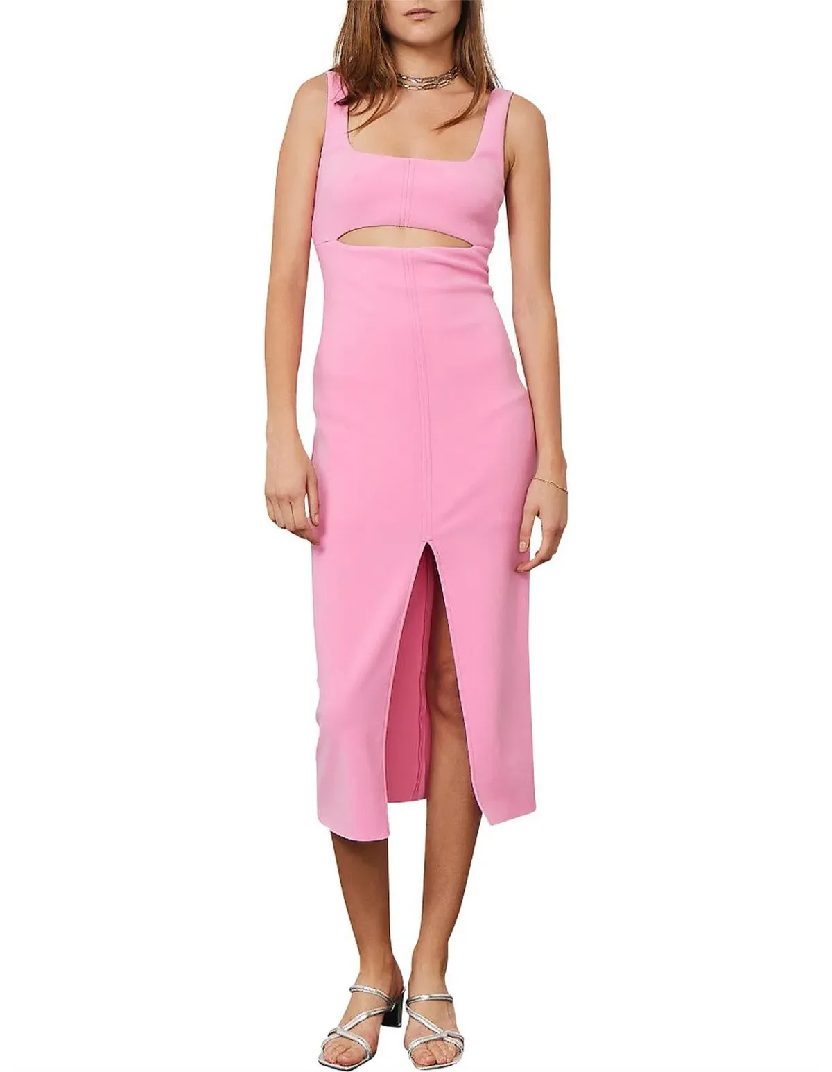 Bec & Bridge Margaux Mouth Midi Dress Pink Size 14 - Image 1