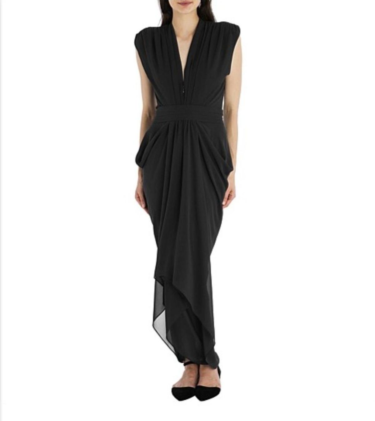 Carla Zampatti Waterfall Dress Black Size 12 - Image 1