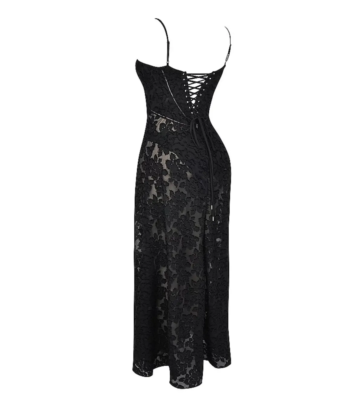 House of CB Seren Floral Lace Back Maxi Dress Black Size S/AU 8 - Image 7