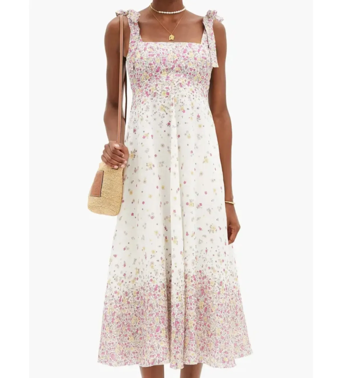 Zimmermann  Linen Carnaby Tie Shoulder Midi Dress in white Size AU 6 - Image 2